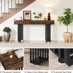 Fashion Tribesigns 55-inch Console Table, Modern Entryway Table with Metal Legs