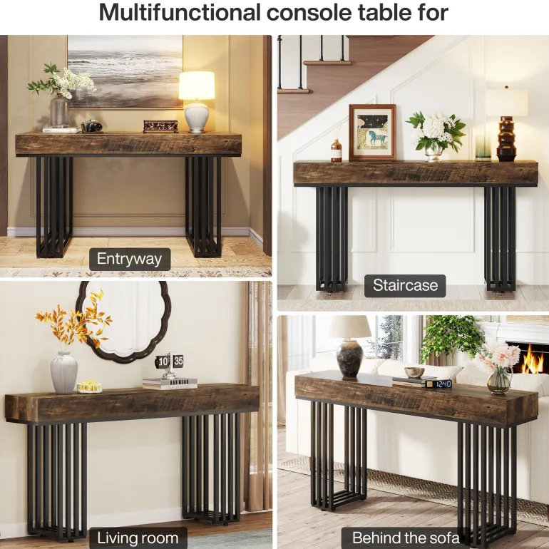 Fashion Tribesigns 55-inch Console Table, Modern Entryway Table with Metal Legs