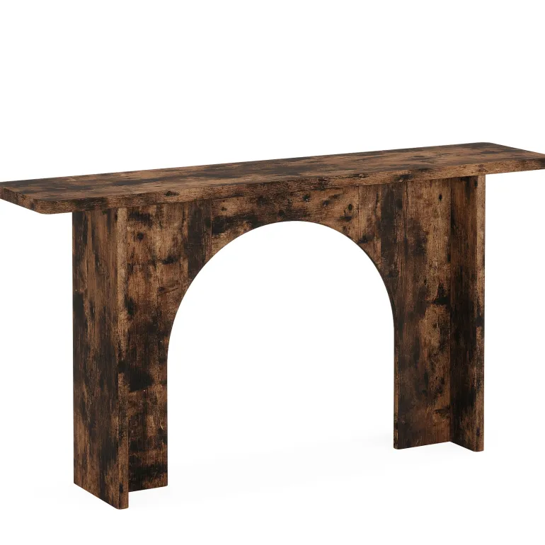 Store Tribesigns 63-Inch Console Table, Wood Farmhouse Entryway Table with Arch Brace
