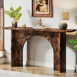 Store Tribesigns 63-Inch Console Table, Wood Farmhouse Entryway Table with Arch Brace