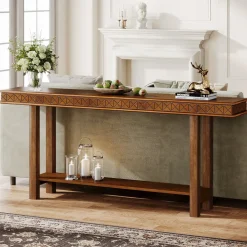 Cheap Tribesigns 70.9-Inch Console Table, Wood 2-Tier Sofa Table Long Entryway Accent Table