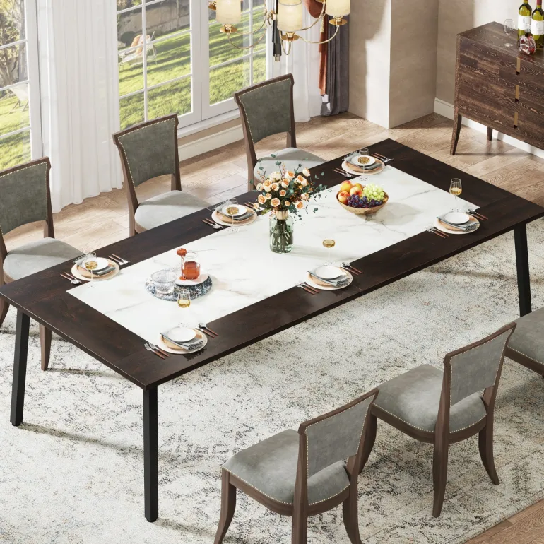 New Tribesigns 79-Inch Dining Table for 8-10 People, Modern Kitchen Dinner Table