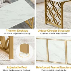 Best Tribesigns 63-inch Dining Table, Modern Faux Marble Kitchen Table for 6 People