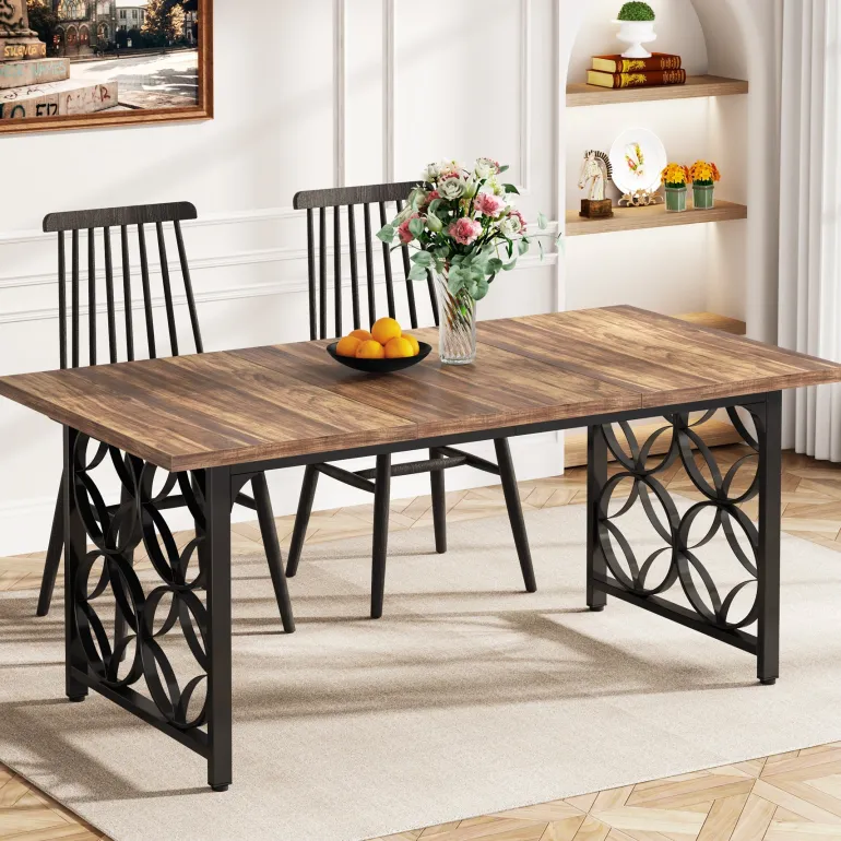 Best Tribesigns 63-inch Dining Table, Modern Faux Marble Kitchen Table for 6 People