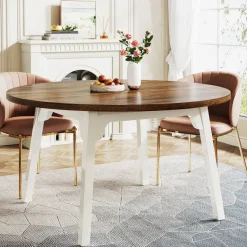 New Tribesigns 47-inch Dining Table, Round Farmhouse Kitchen Table for 4-6