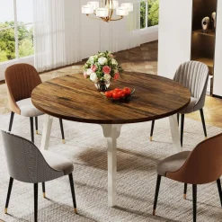 New Tribesigns 47-inch Dining Table, Round Farmhouse Kitchen Table for 4-6