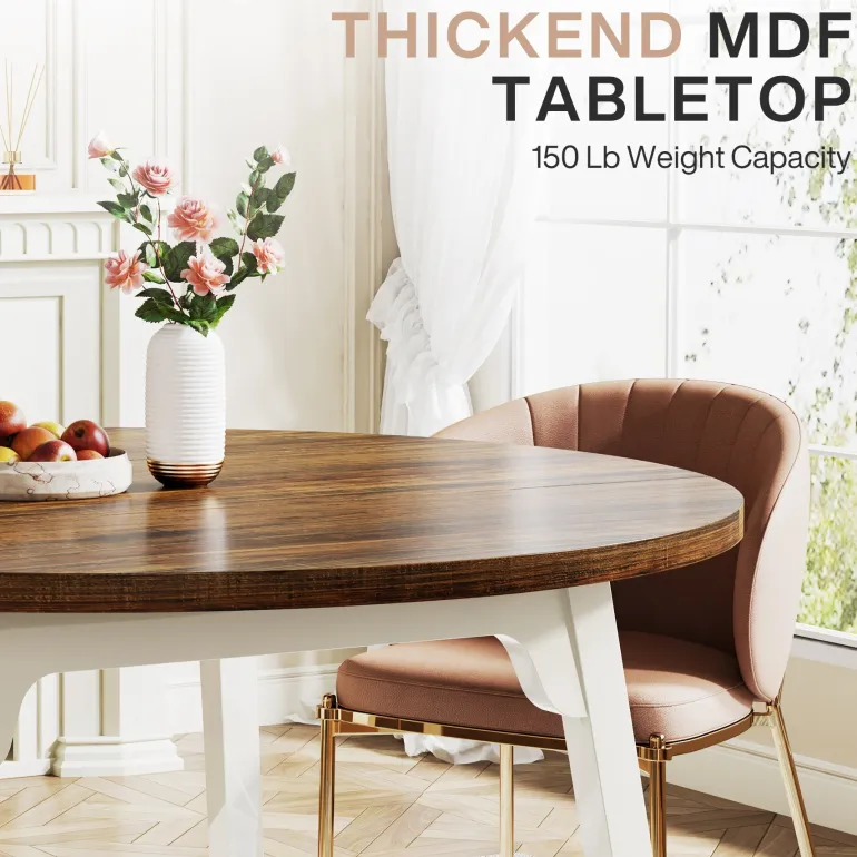 New Tribesigns 47-inch Dining Table, Round Farmhouse Kitchen Table for 4-6