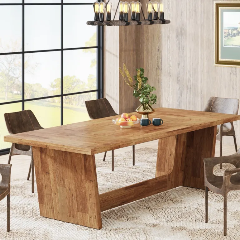 Fashion Tribesigns 70.8-Inch Dining Table, Wood Farmhouse Kitchen Table for 4-6