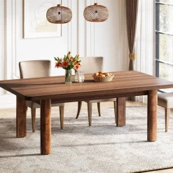 Clearance Tribesigns 63-Inch Dining Table, Wood Farmhouse Kitchen Table for 4-6