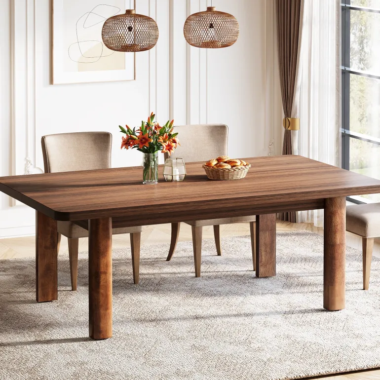 Clearance Tribesigns 63-Inch Dining Table, Wood Farmhouse Kitchen Table for 4-6