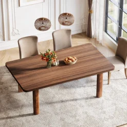 Clearance Tribesigns 63-Inch Dining Table, Wood Farmhouse Kitchen Table for 4-6