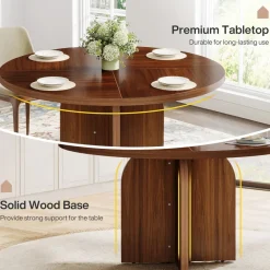 Clearance Tribesigns 47-Inch Dining Table, Wood Round Kitchen Table for 4-6