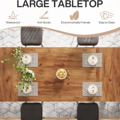 New Tribesigns 63-inch Dining Table, Wooden Farmhouse Kitchen Table for 4-6