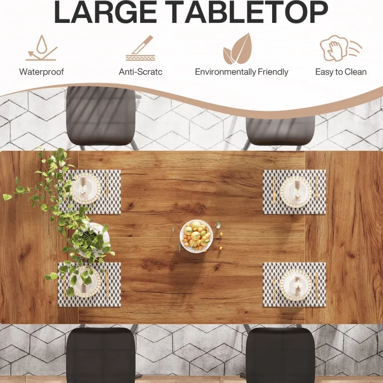 New Tribesigns 63-inch Dining Table, Wooden Farmhouse Kitchen Table for 4-6