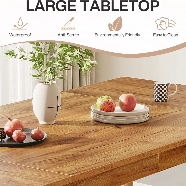New Tribesigns 63-inch Dining Table, Wooden Farmhouse Kitchen Table for 4-6