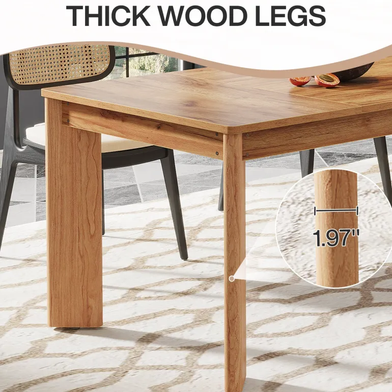 New Tribesigns 63-inch Dining Table, Wooden Farmhouse Kitchen Table for 4-6