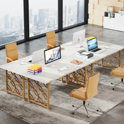 Clearance Tribesigns 63-inch Executive Desk, Modern Office Desk Conference Table for 4-6 People
