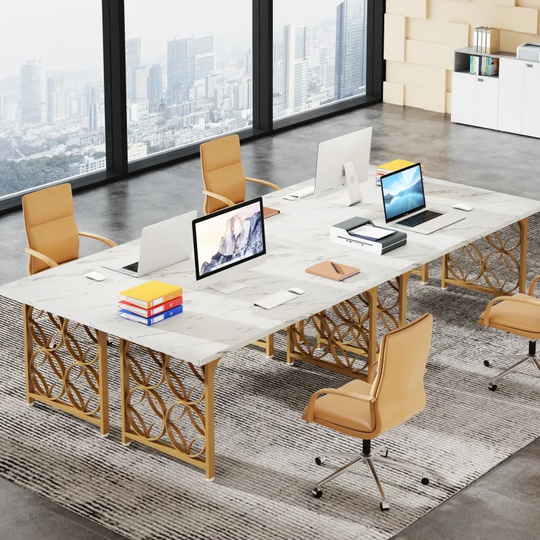 Clearance Tribesigns 63-inch Executive Desk, Modern Office Desk Conference Table for 4-6 People