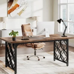 Clearance Tribesigns 63-inch Executive Desk, Modern Office Desk Conference Table for 4-6 People
