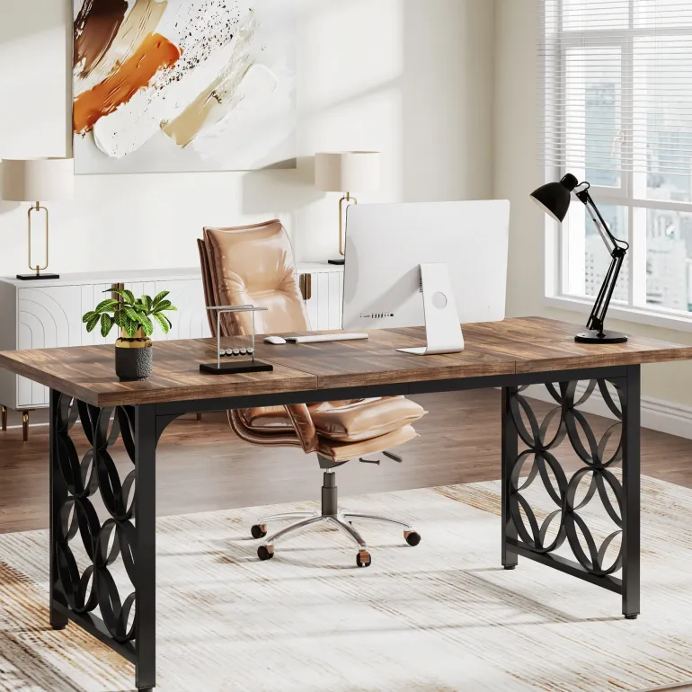 Clearance Tribesigns 63-inch Executive Desk, Modern Office Desk Conference Table for 4-6 People