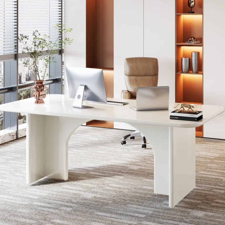 Fashion Tribesigns 63-Inch Executive Desk, Modern Computer Desk with Arch Design Legs