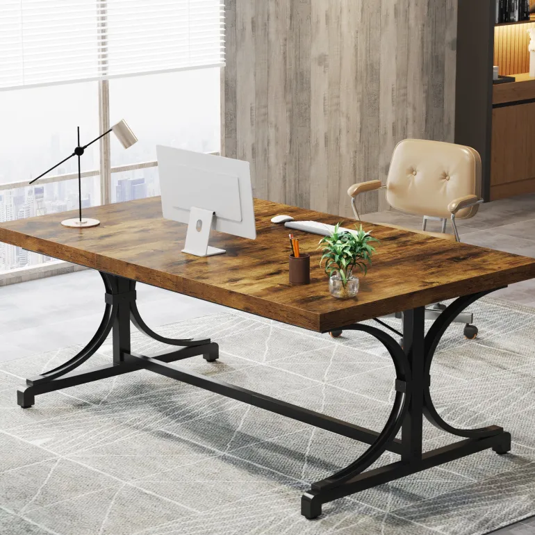 Best Sale Tribesigns 62.4-Inch Executive Desk, Rectangle Conference Table for 4-6 People