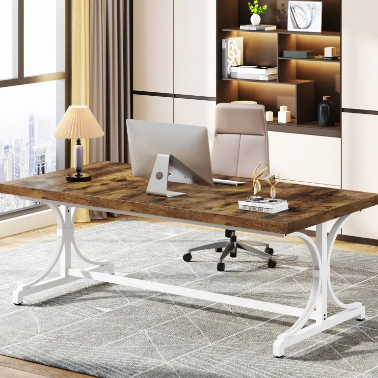 Best Sale Tribesigns 62.4-Inch Executive Desk, Rectangle Conference Table for 4-6 People