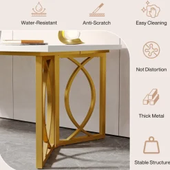 Fashion Tribesigns 70.9-inch Executive Table, Wood Computer Desk with Metal Frame For Home Office