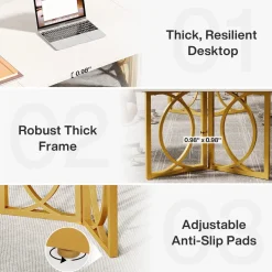 Fashion Tribesigns 70.9-inch Executive Table, Wood Computer Desk with Metal Frame For Home Office