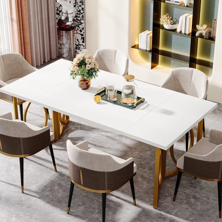 Fashion Tribesigns 70.9-Inch Wood Dining Table , Modern Rectangle Kitchen Table for 4-6 People