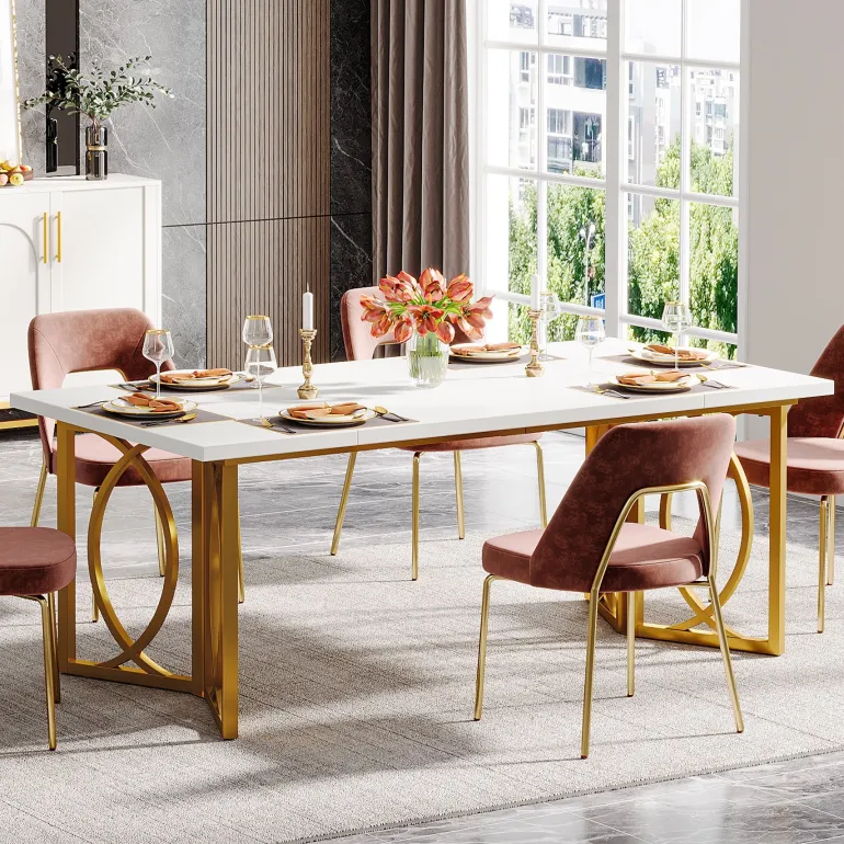Fashion Tribesigns 70.9-Inch Wood Dining Table , Modern Rectangle Kitchen Table for 4-6 People