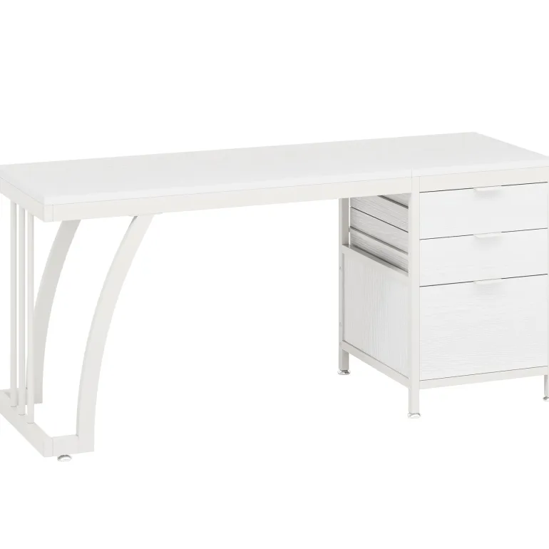 Sale Tribesigns Industrial Computer Desk, 59" Study Desk with Reversible Drawer Cabinet