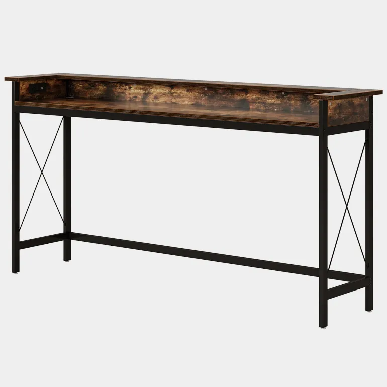 Cheap Tribesigns Industrial Console Table, 70.9" Sofa Table with Outlets and USB Ports