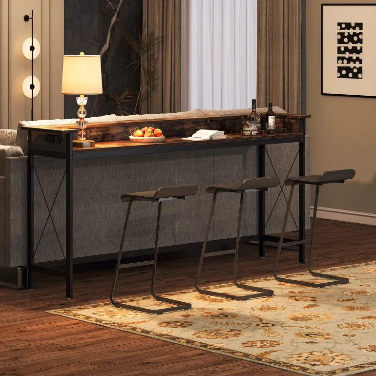 Cheap Tribesigns Industrial Console Table, 70.9" Sofa Table with Outlets and USB Ports