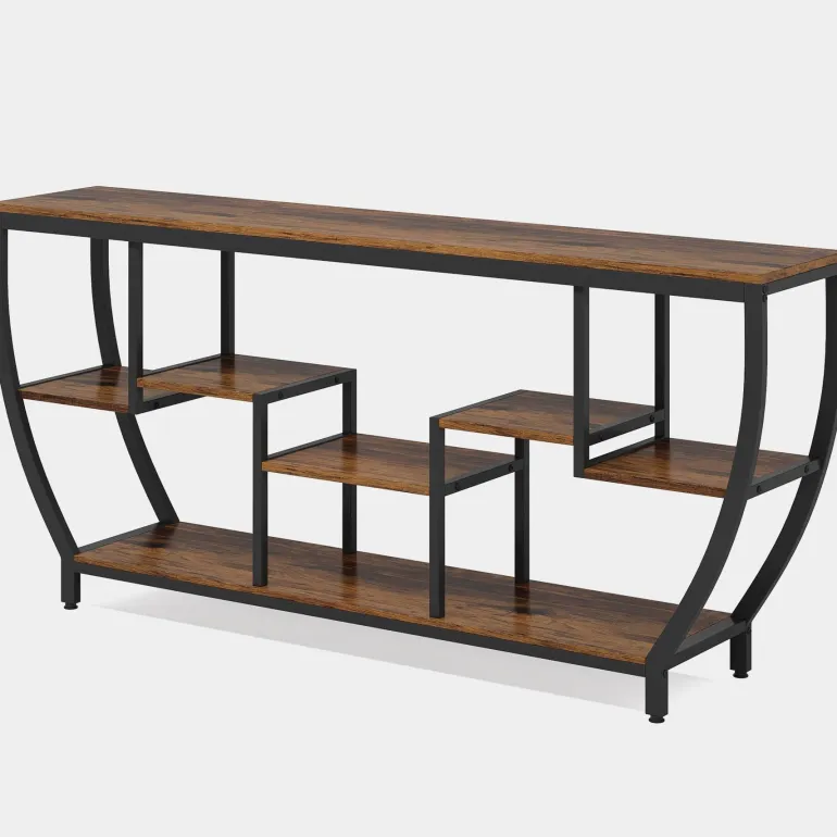 Best Tribesigns Industrial Console Table, 70.9" Entryway Sofa Table with Shelves