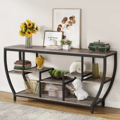 Best Tribesigns Industrial Console Table, 70.9" Entryway Sofa Table with Shelves