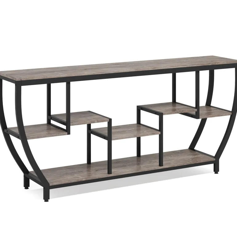 Best Tribesigns Industrial Console Table, 70.9" Entryway Sofa Table with Shelves