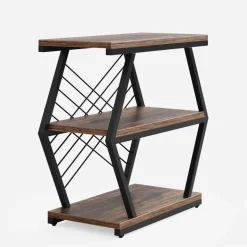 Discount Tribesigns Industrial End Table Side Table with 3 Storage Shelves & Metal Frame