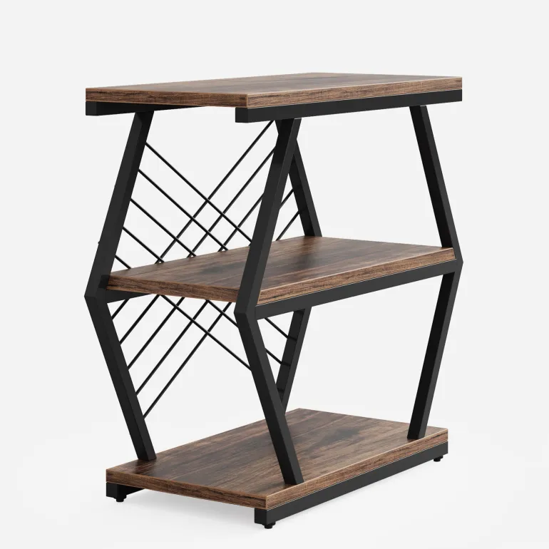 Discount Tribesigns Industrial End Table Side Table with 3 Storage Shelves & Metal Frame