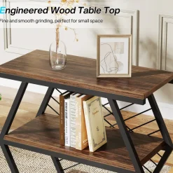 Discount Tribesigns Industrial End Table Side Table with 3 Storage Shelves & Metal Frame
