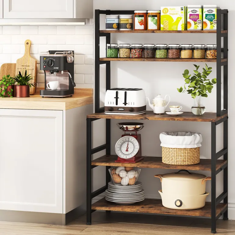 Fashion Tribesigns Industrial Kitchen Baker's Rack, 5-Tier Kitchen Utility Storage Shelf