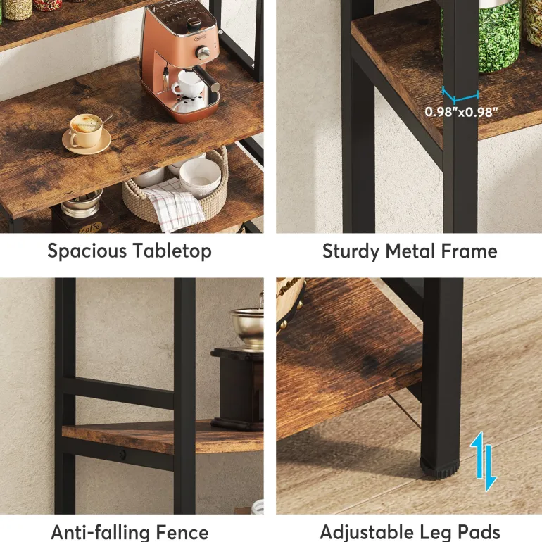 Fashion Tribesigns Industrial Kitchen Baker's Rack, 5-Tier Kitchen Utility Storage Shelf