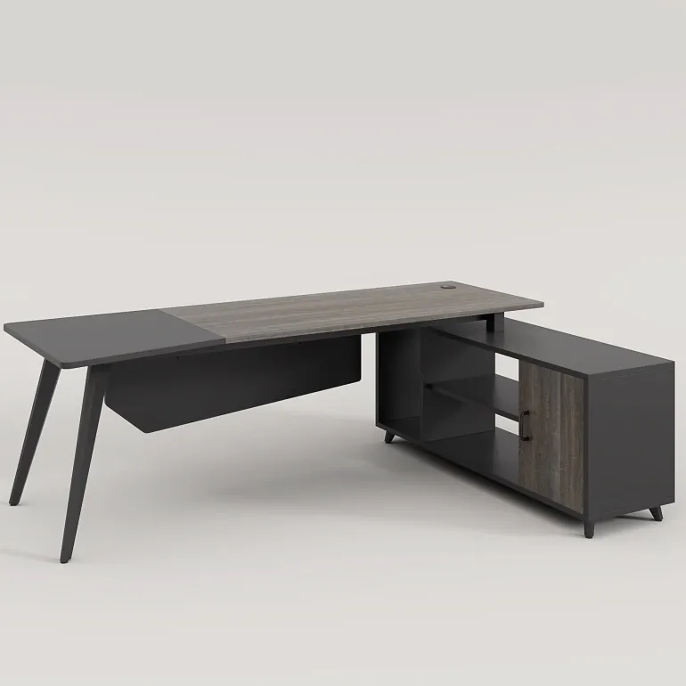 Fashion Tribesigns Industrial L-Shaped Desk, 78.74 Inch Executive Office Desk with File Cabinet