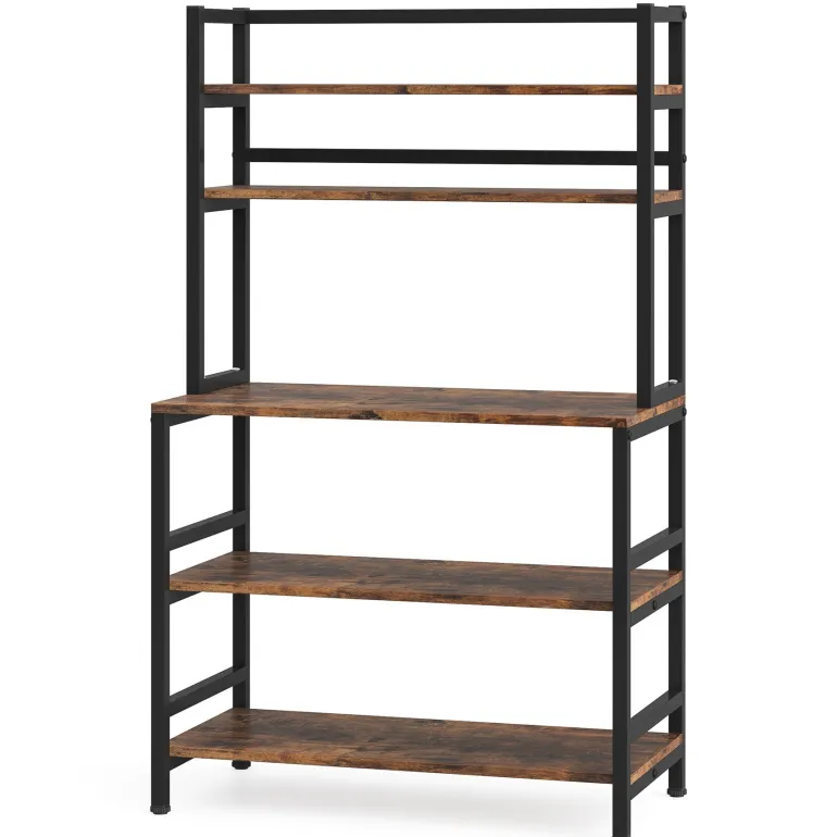 Clearance Tribesigns Kitchen Baker's Rack, 5-Tier Microwave Oven Stand with Hutch