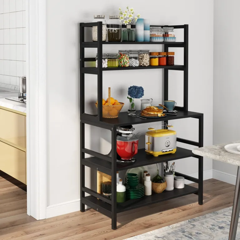 Clearance Tribesigns Kitchen Baker's Rack, 5-Tier Microwave Oven Stand with Hutch