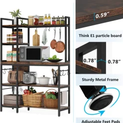 Outlet Tribesigns Kitchen Baker's Rack, 5-Tier Utility Storage Shelf with Hutch