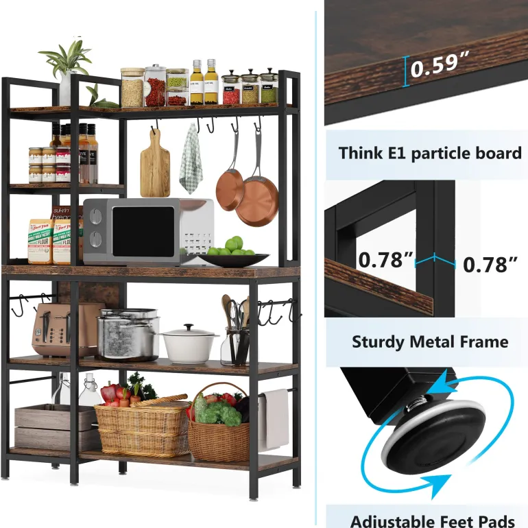 Outlet Tribesigns Kitchen Baker's Rack, 5-Tier Utility Storage Shelf with Hutch