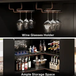 Outlet Tribesigns L - Shaped Bar Table, 4 - Tier Bar Cabinet Reception Desk