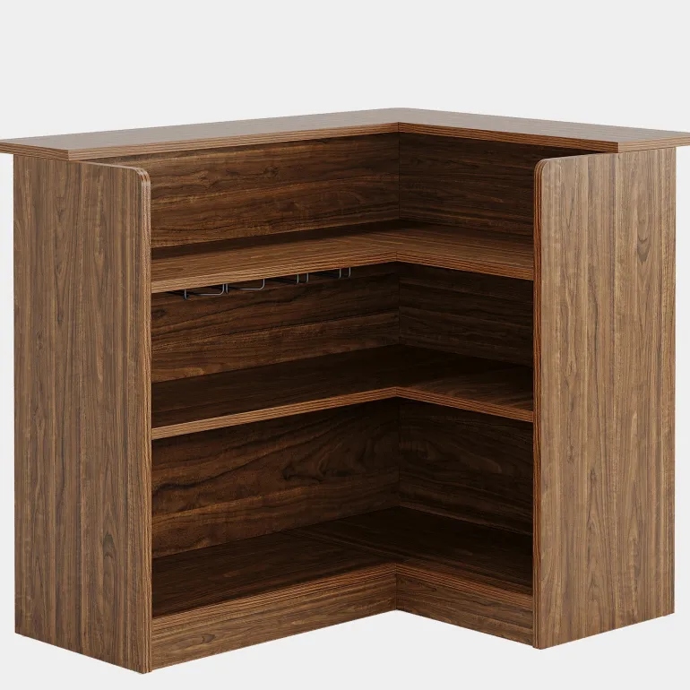 Hot Tribesigns L - shaped Bar Table, 4 - tier Bar Cabinet Liquor Bar Units