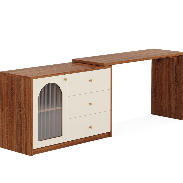 Shop Tribesigns L - Shaped Computer Desk, Corner Office Desk with Reversible Storage Cabinet